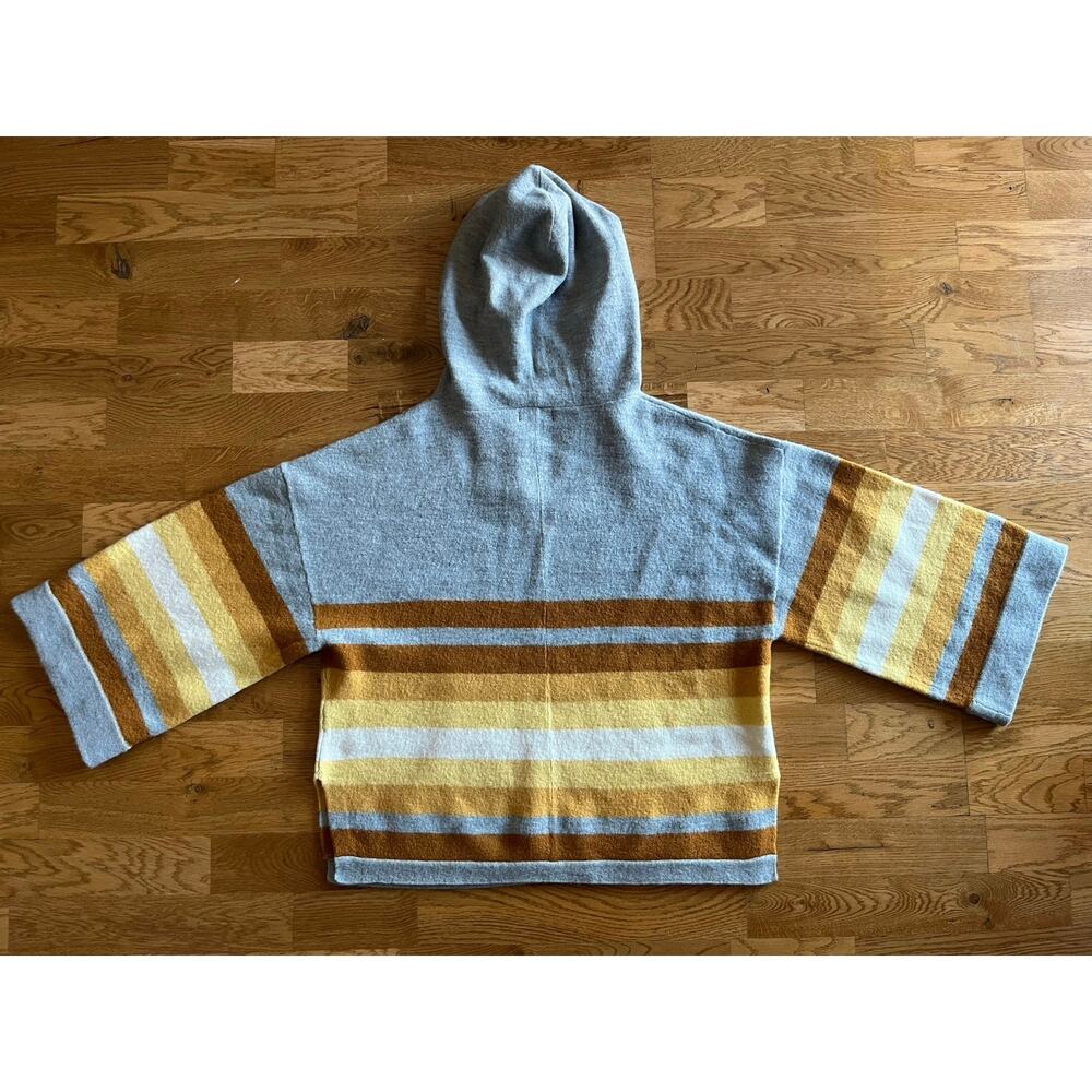 Toad & Co Heartfelt Poncho Hooded Wool Striped Sweater Women's Size Medium - Picture 3 of 7